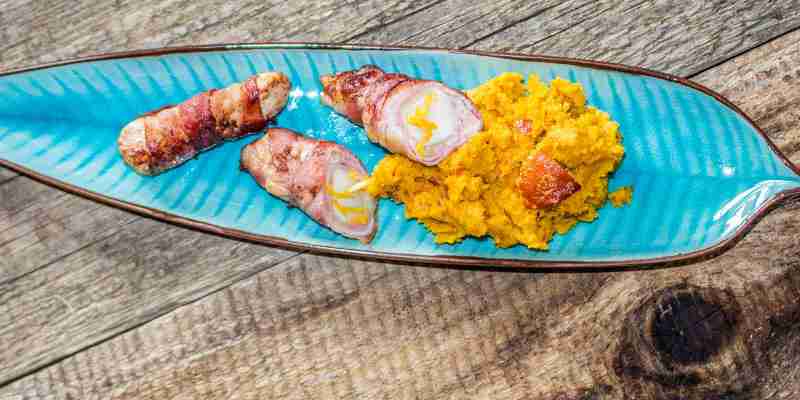 Chicken-Cheese-Rolls auf Hokkaido-Orangen-Stampf